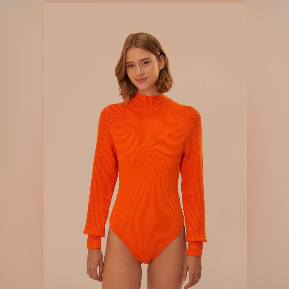 Farm Rio Orange Knit Bodysuit